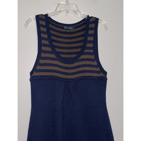 Boden 100% Wool Sweater Dress Preppy Academia Navy Blue Brown Y2K School Size 14 - Picture 5 of 12